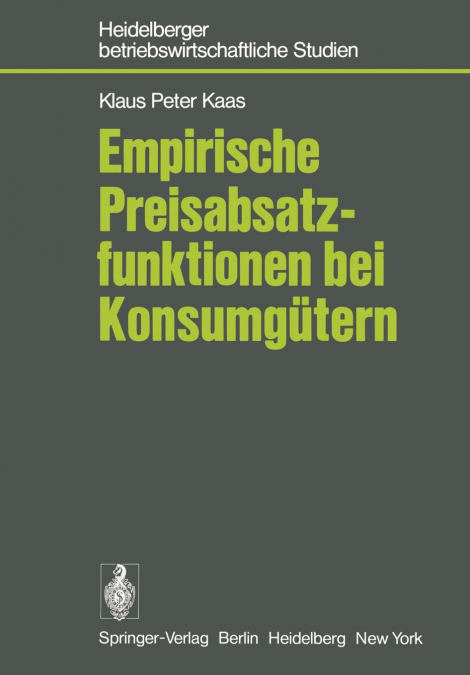 Empirische Preisabsatzfunktionen Bei Konsumgutern