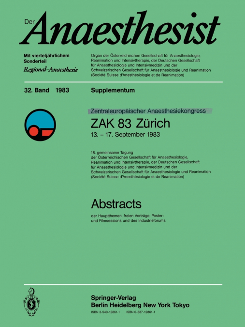 Zentraleuropoischer Anaesthesiekongress Zak 83 Zurich