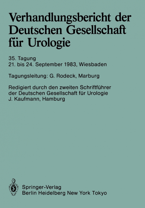 Verhandlungsbericht Der Deutschen Gesellschaft Fur Urologie