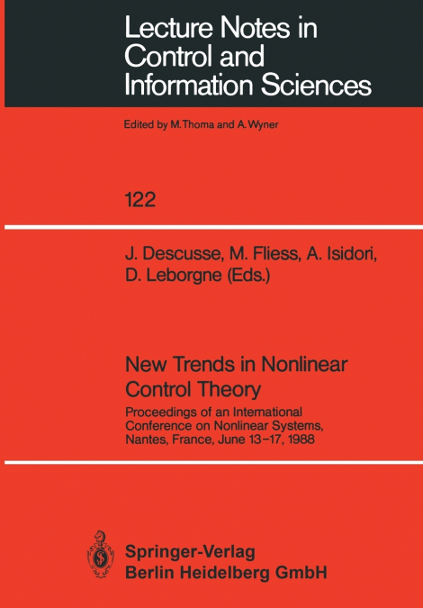 New Trends in Nonlinear Control Theory