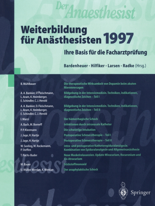 Der Anaesthesist Weiterbildung Fur Anasthesisten 1997
