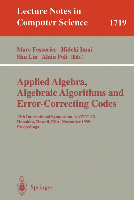 Applied Algebra, Algebraic Algorithms and Error-Correcting Codes
