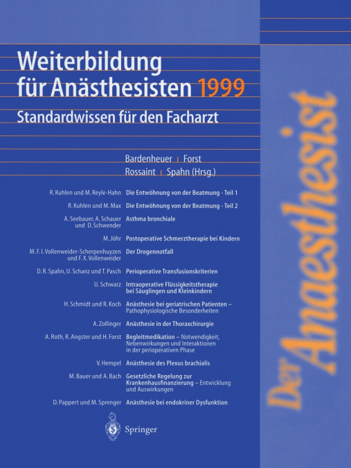 Weiterbildung Fur Anasthesisten 1999