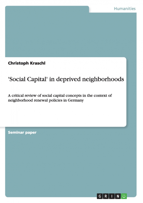 ’Social Capital’ in deprived neighborhoods