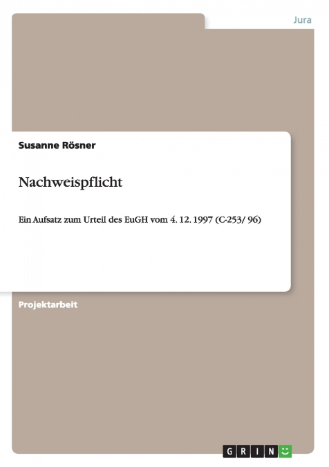 Nachweispflicht