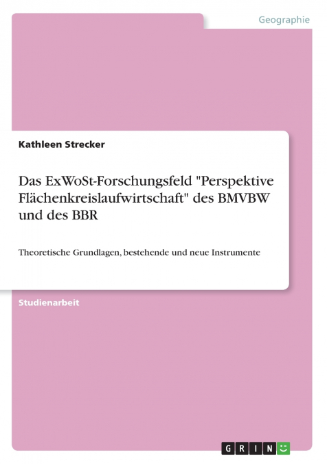 Das ExWoSt-Forschungsfeld 'Perspektive Flächenkreislaufwirtschaft' des BMVBW und des BBR