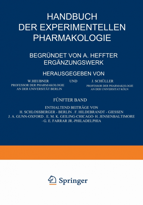 Handbuch der Experimentellen Pharmakologie - Ergänzungswerk