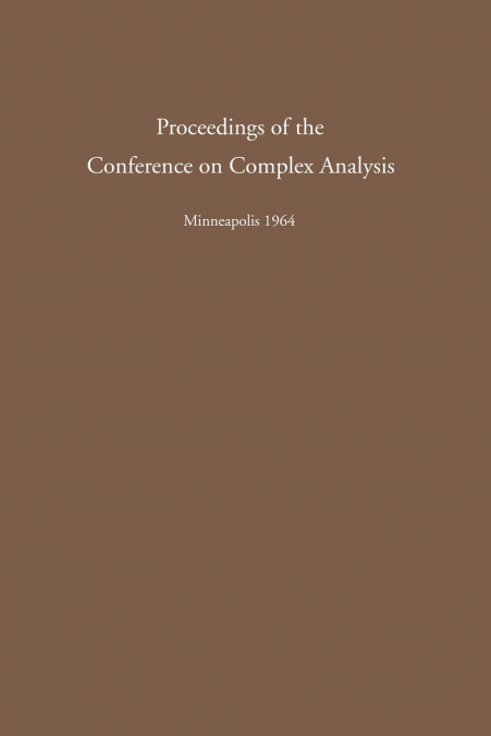 Proceedings of the Conference on Complex Analysis