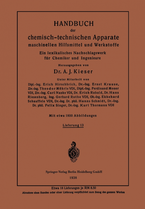 Handbuch Der Chemisch-Technischen Apparate Maschinellen Hilfsmittel Und Werkstoffe