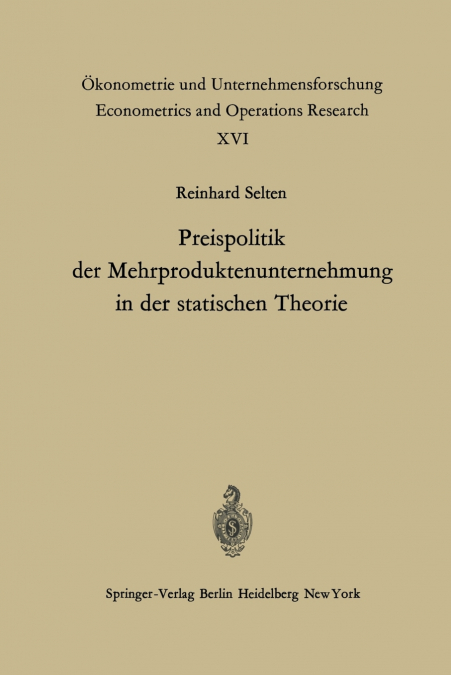 Preispolitik der Mehrproduktenunternehmung in der statischen Theorie