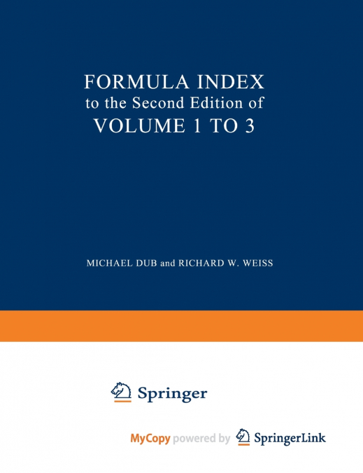 Formula Index to the Second Edition of Volume I to III
