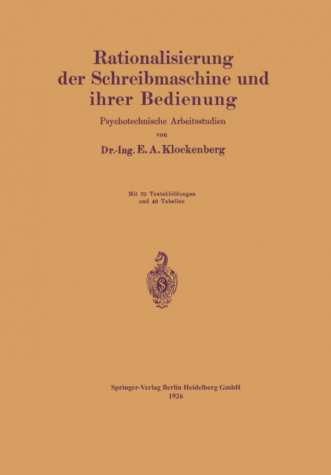 Rationalisierung Der Schreibmaschine Und Ihrer Bedienung