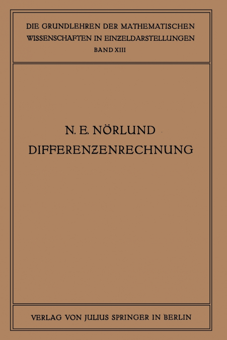 Vorlesungen Uber Differenzenrechnung