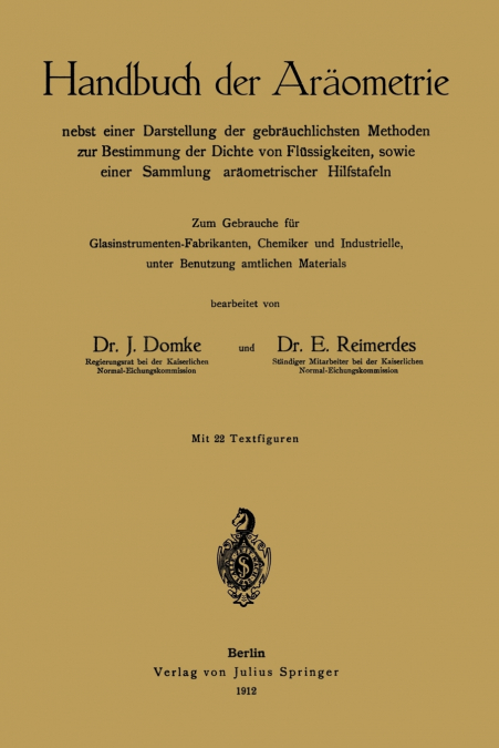 Handbuch der Aräometrie