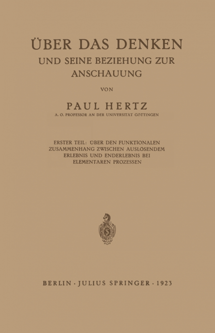 Über das Denken und Seine Beziehung zur Anschauung