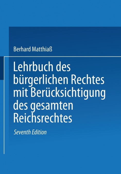 Lehrbuch Des Burgerlichen Rechtes