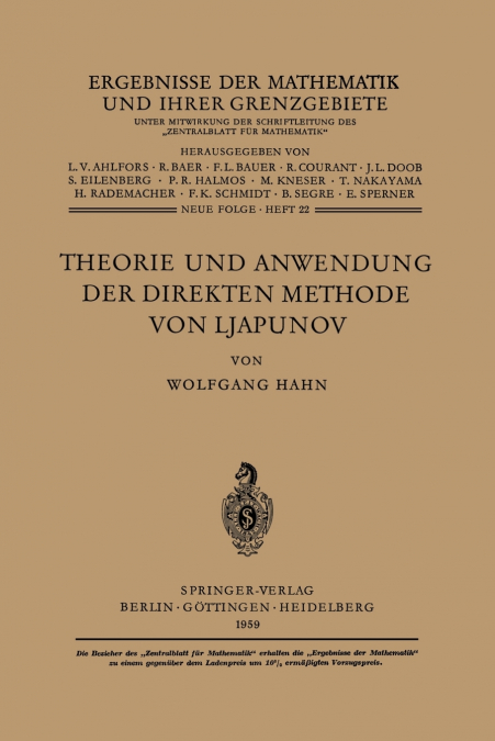 Theorie und Anwendung der direkten Methode von Ljapunov