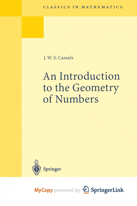 An Introduction to the Geometry of Numbers