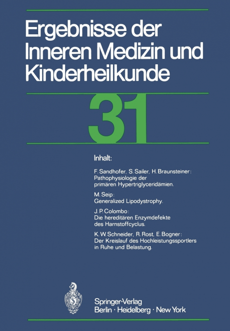Ergebnisse der Inneren Medizin und Kinderheilkunde