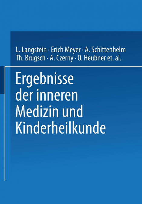 Ergebnisse Der Inneren Medizin Und Kinderheilkunde