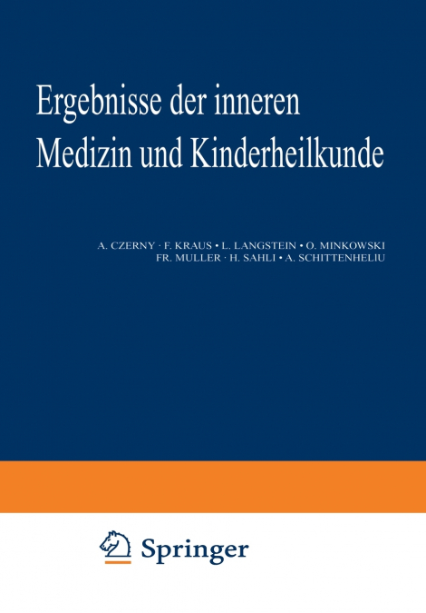 Ergebnisse der Inneren Medizin und Kinderheilkunde