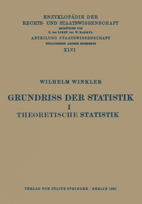 Grundriss der Statistik I Theoretische Statistik