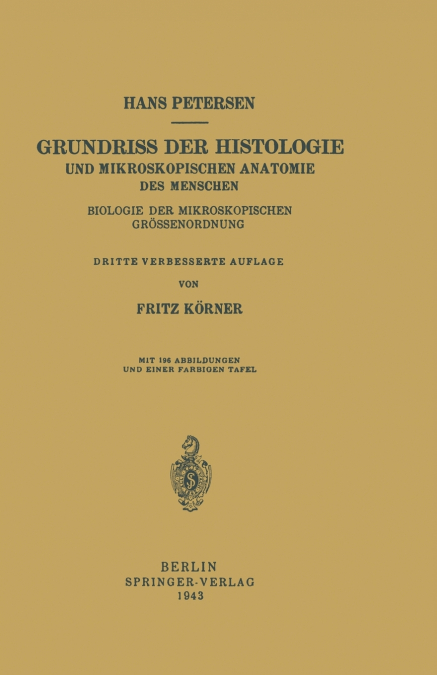 Grundriss Der Histologie Und Mikroskopischen Anatomie Des Menschen
