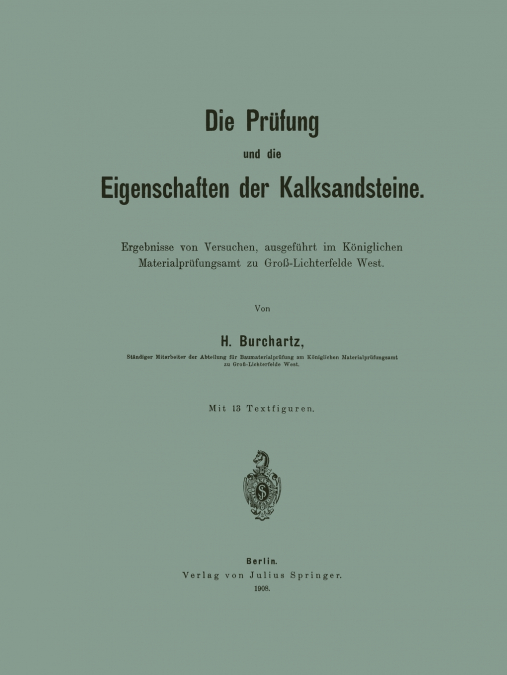 Die Prufung Und Die Eigenschaften Der Kalksandsteine