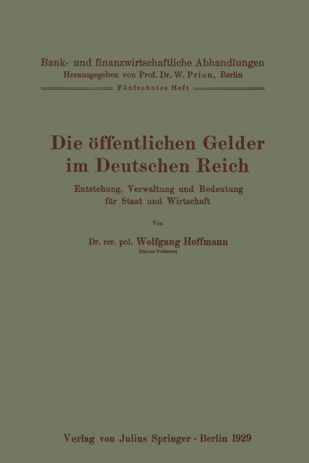 Die öffentlichen Gelder im Deutschen Reich