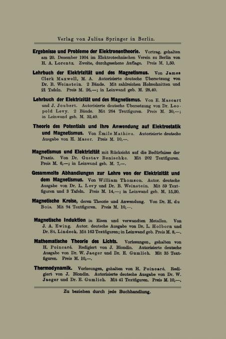 Die neueren Wandlungen der elektrischen Theorien