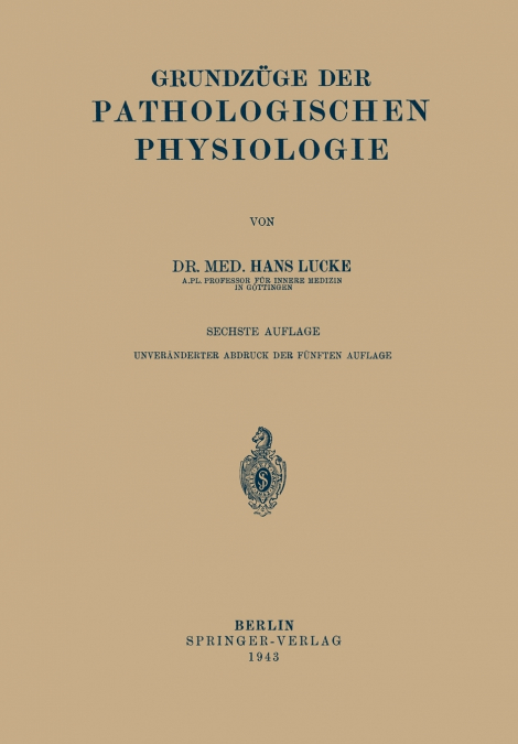 Grundzuge Der Pathologischen Physiologie