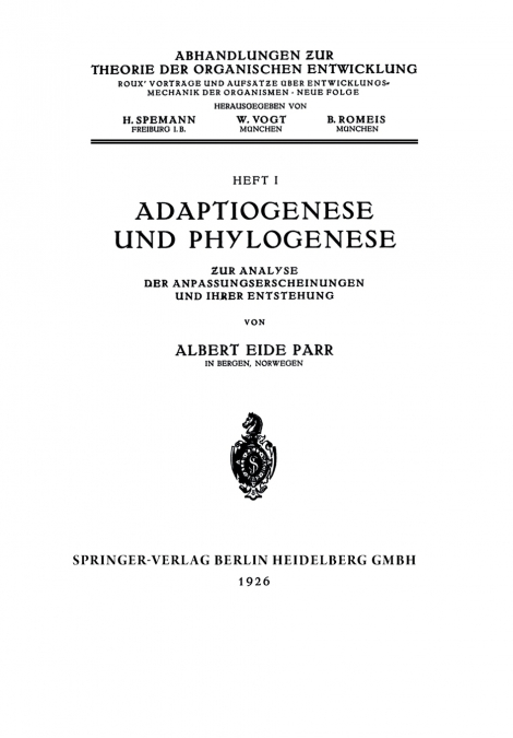 Adaptiogenese Und Phylogenese