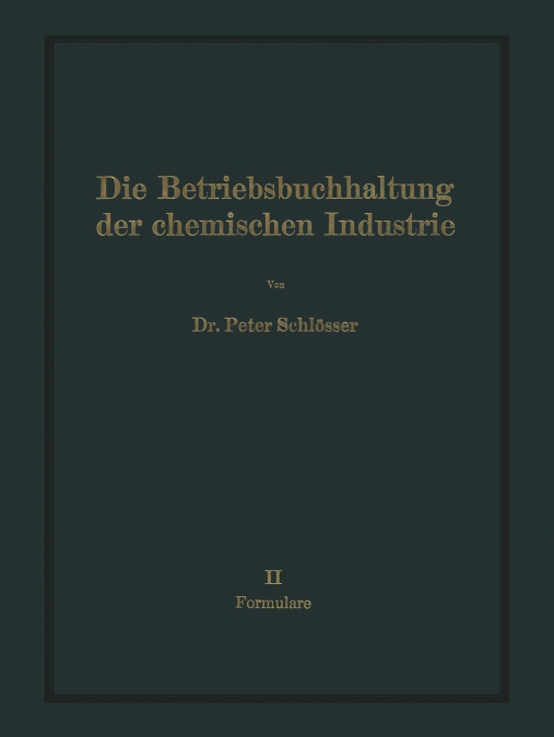 Die Betriebsbuchhaltung Der Chemischen Industrie