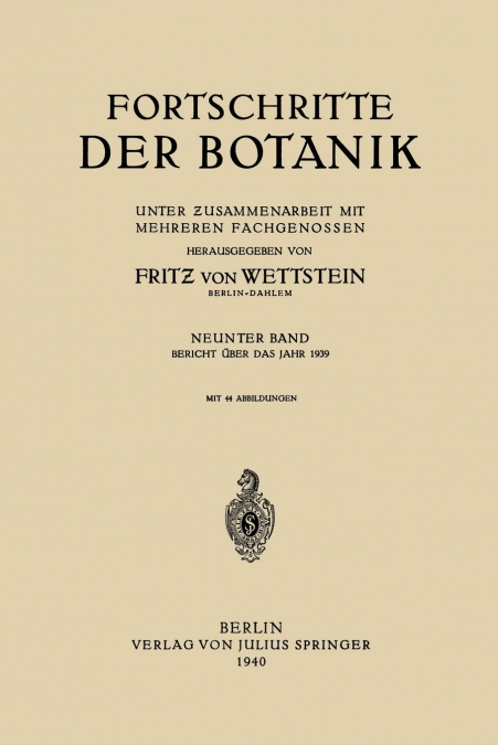Fortschritte Der Botanik