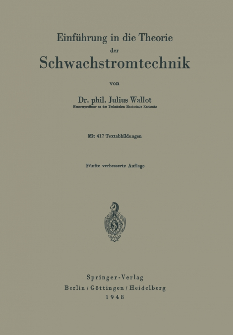 Einfuhrung in Die Theorie Der Schwachstromtechnik