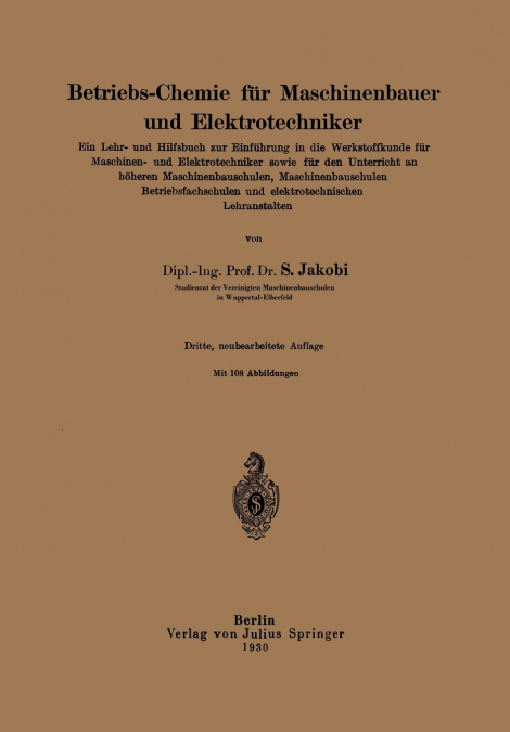 Betriebs-Chemie für Maschinenbauer und Elektrotechniker