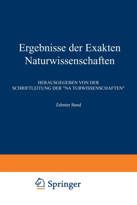 Ergebnisse Der Exakten Naturwissenschaften