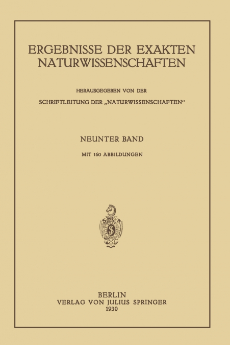 Ergebnisse Der Exakten Naturwissenschaften