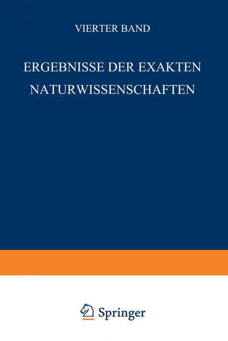 Ergebnisse Der Exakten Naturwissenschaften