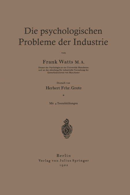 Die psychologischen Probleme der Industrie