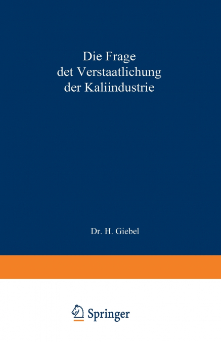 Die Frage der Verstaatlichung der Kaliindustrie