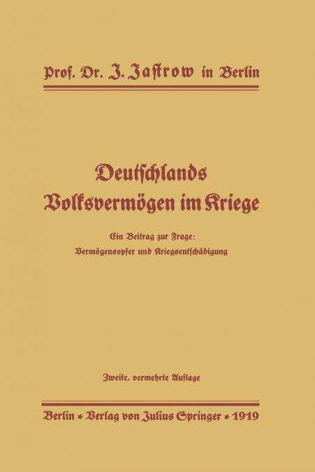 Deutschlands Volksvermogen Im Kriege