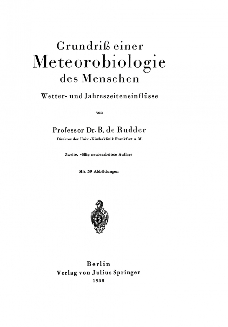 Grundriss Einer Meteorobiologie Des Menschen