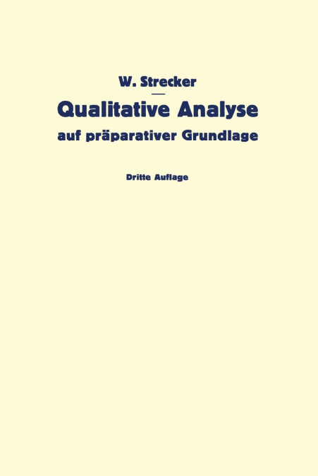 Qualitative Analyse Auf Praparativer Grundlage