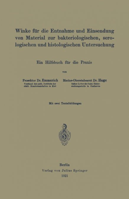 Winke Fur Die Entnahme Und Einsendung Von Material Zur Bakteriologischen, Serologischen Und Histologischen Untersuchung