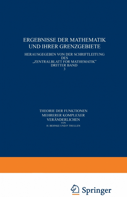 Theorie der Funktionen mehrerer komplexer Veränderlichen