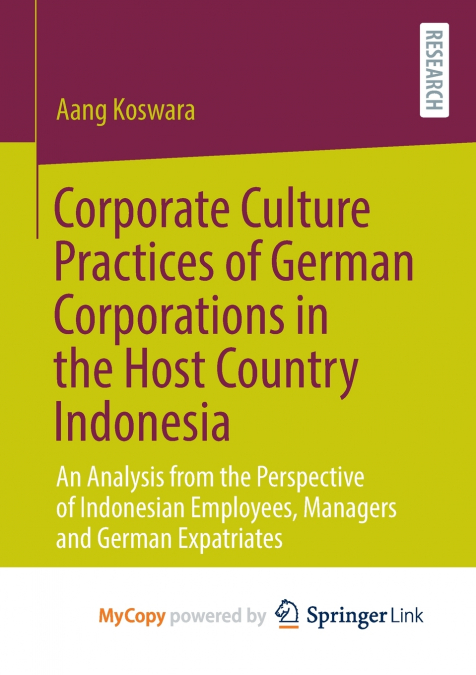 Corporate Culture Practices of German Corporations in the Host Country Indonesia