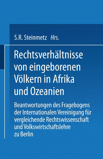 Rechtsverhältnisse von eingeborenen Völkern in Afrika und Ozeanien