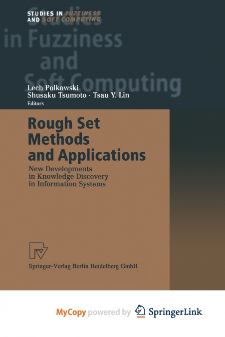 Rough Set Methods and Applications
