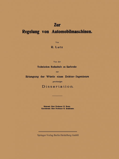 Zur Regelung Von Automobilmaschinen